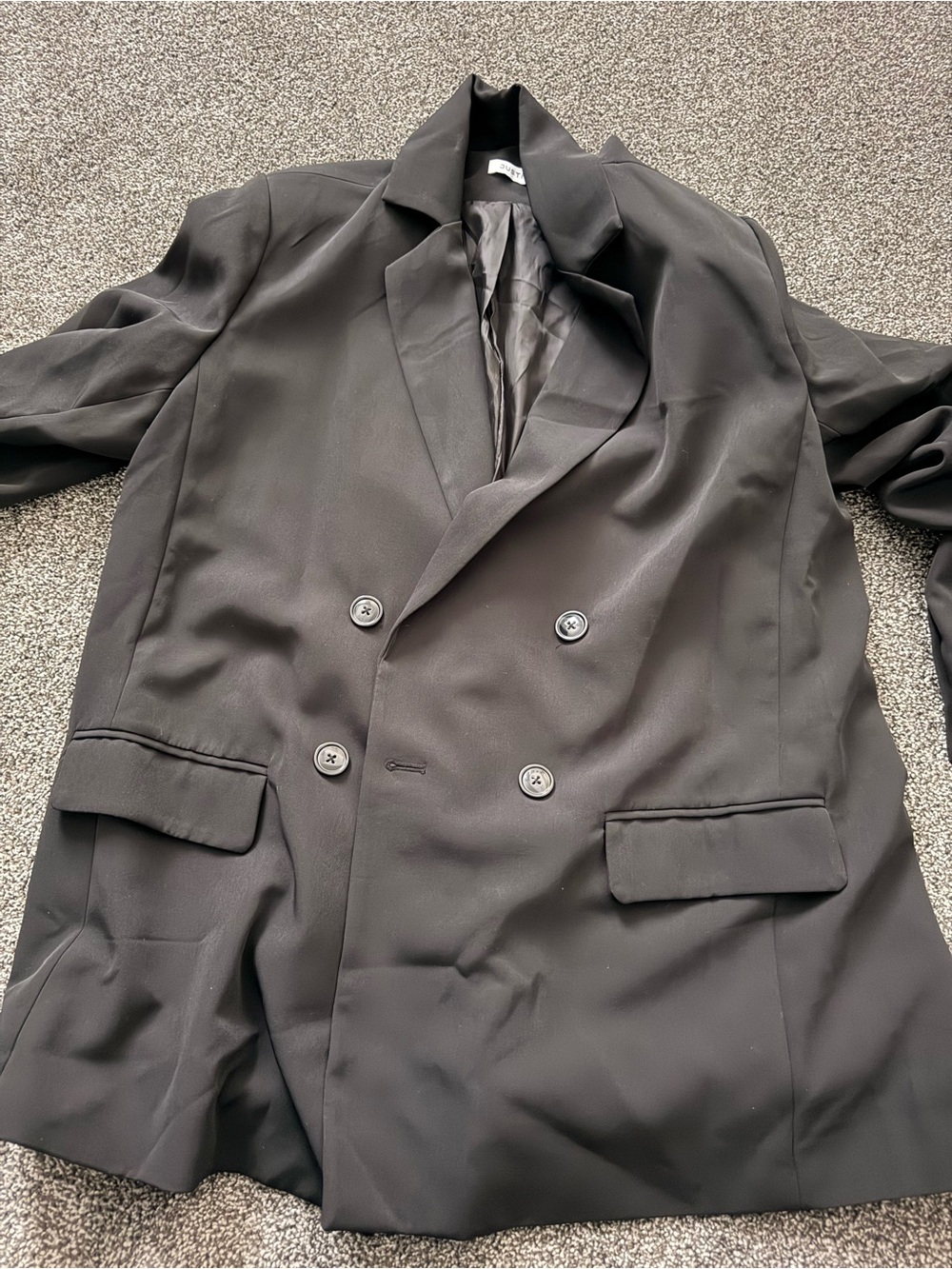 JustFab Womens Double-Breasted blazer in Black